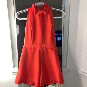 Bright Peach Shorts Romper